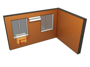сплит-система в комнате с двумя окнами