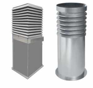 металлические трубы для вентиляционных шахт различных сечений уже с оголовками