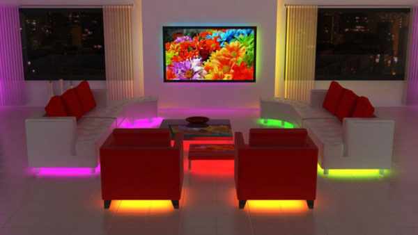 Многоцветная светодиодная лента для подсветки мебели