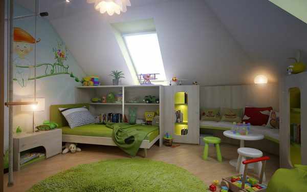 Освещение детской комнаты в мансардном помещении