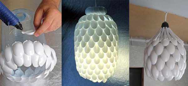 Изготовление люстры из пластмассовых ложек