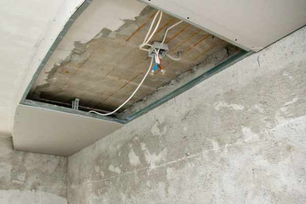 Проводка в потолке из гипсокартона
